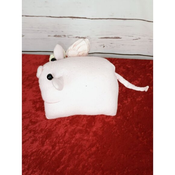 Handcrafted Felt Pig Plush With Rosette Accessories Plush Stuffed Animal Toy - Picture 4 of 5